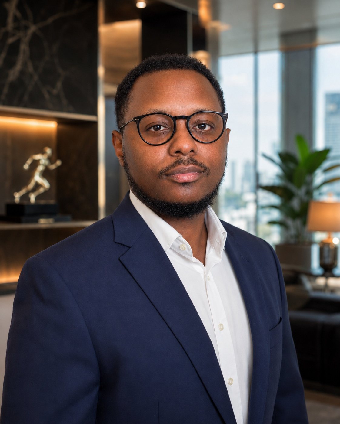 Derrick Johnson in the office designing retirement plans